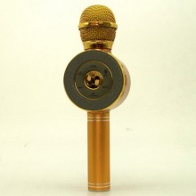 Беспроводной микрофон караоке блютуз WSTER WS-668 Bluetooth динамик USB Золотой Gold Беспроводной микрофон караоке блютуз WSTER WS-668 Bluetooth динамик USB Золотой Gold